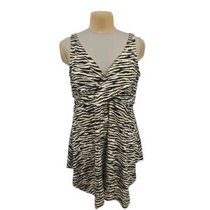 Swim365 Swimsuit Top Women 22‎ Animal Print Gold Metallic Swimdress Tankini